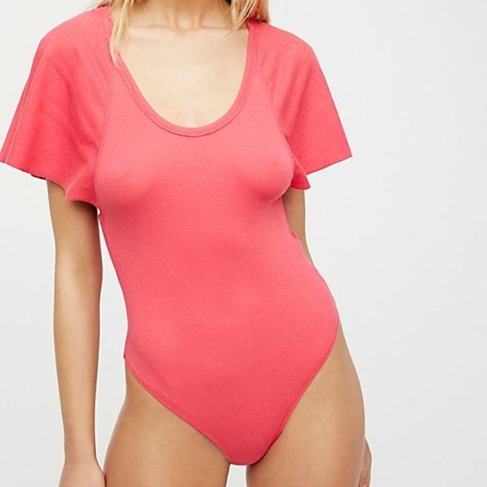 Free people red Byron bodysuit sz small